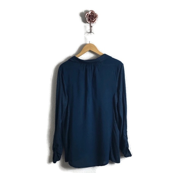 Anthropologie Postmark Large Modal‎ Navy Roll Tab Sleeve Shirt Comfort Relaxed - Picture 4 of 5